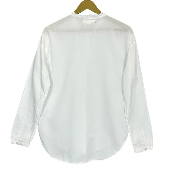 XIRENA White Hennessy Top Small Long Sleeves Oversized Tunic Popover Buttons - Picture 3 of 10
